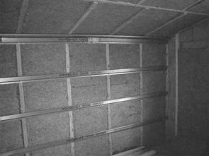 Another view of and acoustic wall and ceiling fully insulated and ready for isolation strips and acoustic boards. This installation is suitable for domestic and commercial properties
