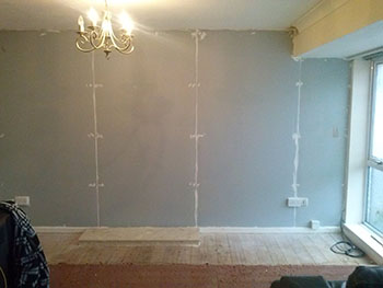 Standard completed patented 50dB wall system ready for skimming